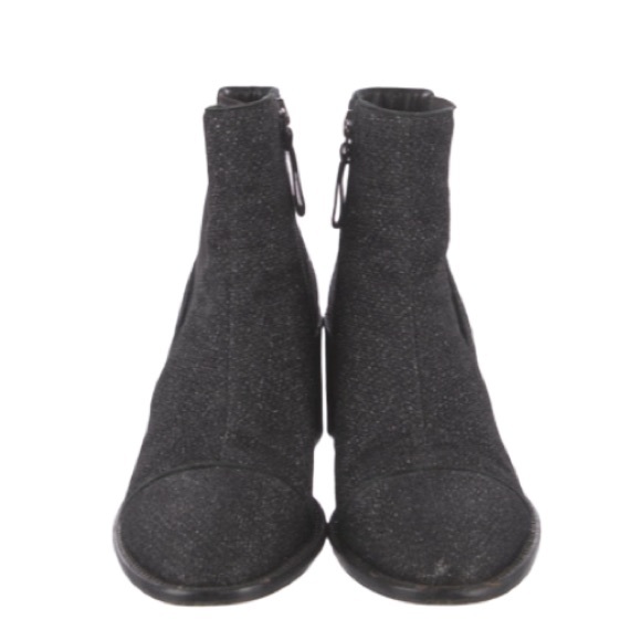 Alexandre Birman Sparkle Accent Chelsea Ankle Boots Black Lurex Silver Glitter 5 - Picture 3 of 10